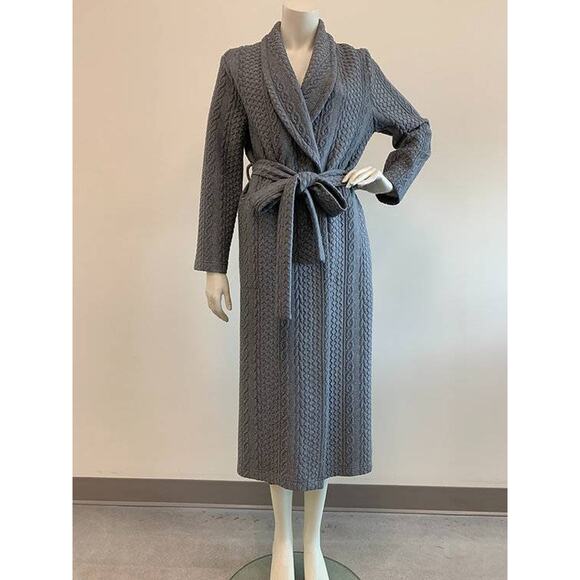 Diamond Tea Other - Diamond Tea Midi Robe Grey Cable Knit Patterned Wrap Large L NEW